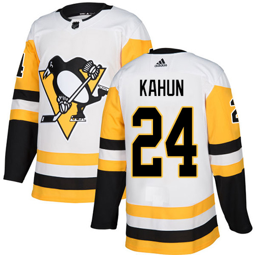 Adidas Pittsburgh Penguins 24 Dominik Kahun White Road Authentic Stitched Youth NHL Jersey